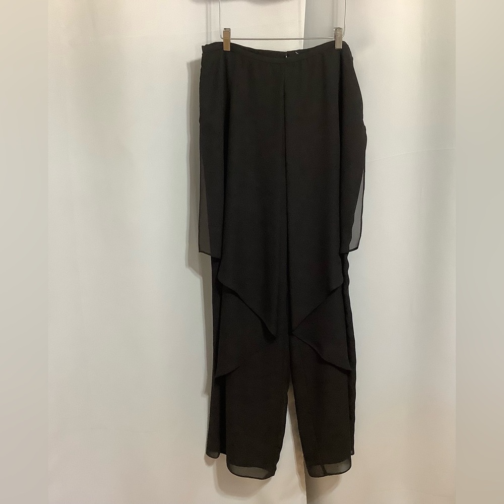 Sears Tradition Black Layered Chiffon Wide-Leg Pants Women’s Size 14